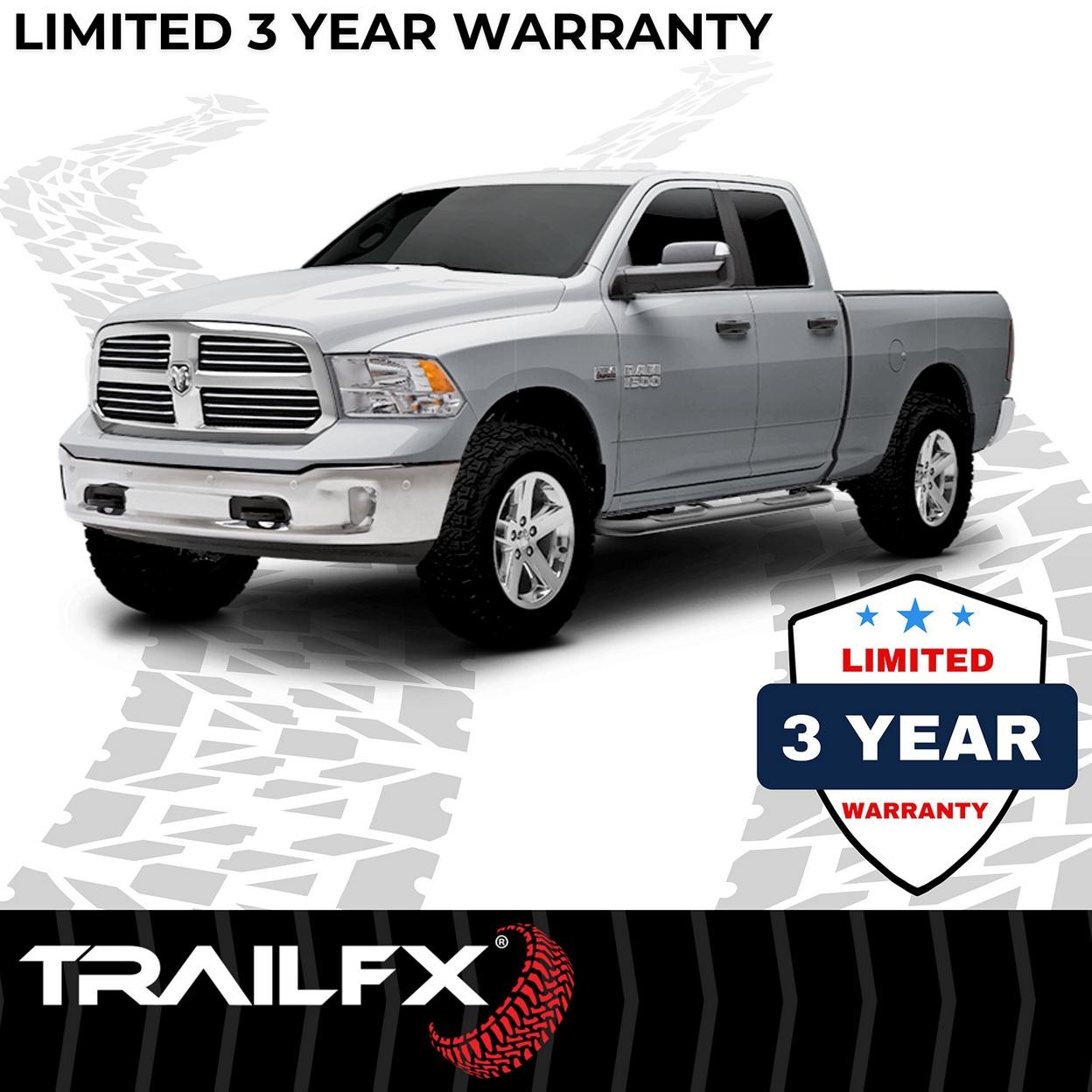TrailFX 1160632073 3 Inch Round Bent Pwdr Ctd Black Steel Plastic End Caps Rocke