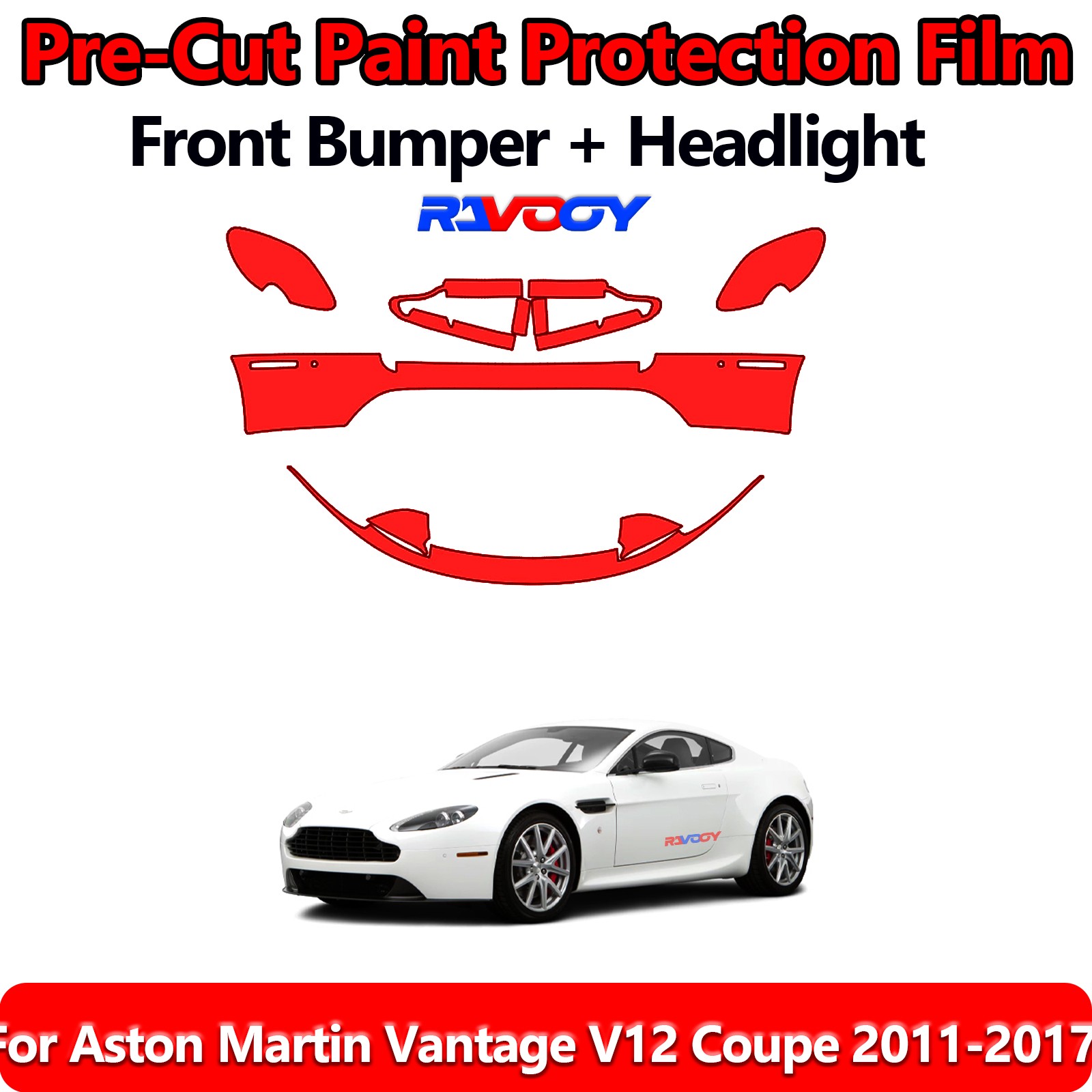 PreCut Front Bumper PPF Kit Film For Aston Martin Vantage V12 Coupe 2011-2017