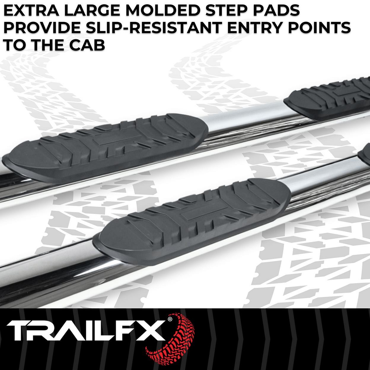 TrailFX A1523S 4 Inch Oval Straight Pol Stainless Steel Rocker Panel Mount