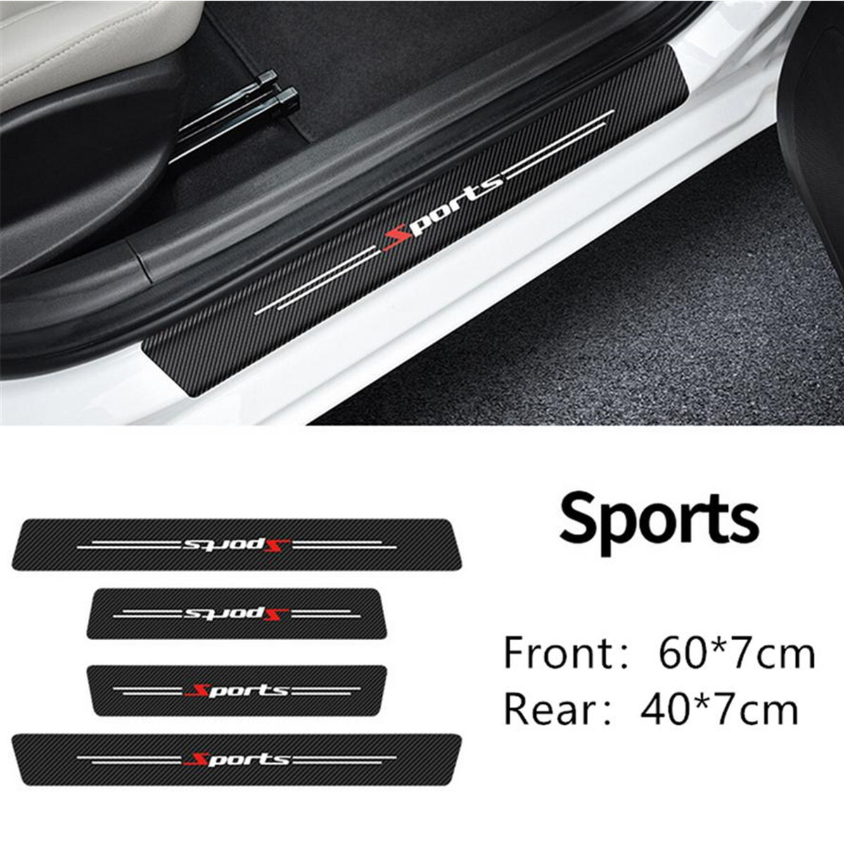Car Door Scuff Sill Cover Panel Step Trunk Protector Sticker Decal Carbon Fiber