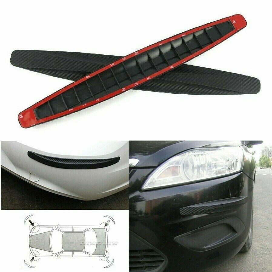 2Pcs Car Bumper Guard Carbon Fiber Anti-rub Strip Body Corner Protector Adhesive