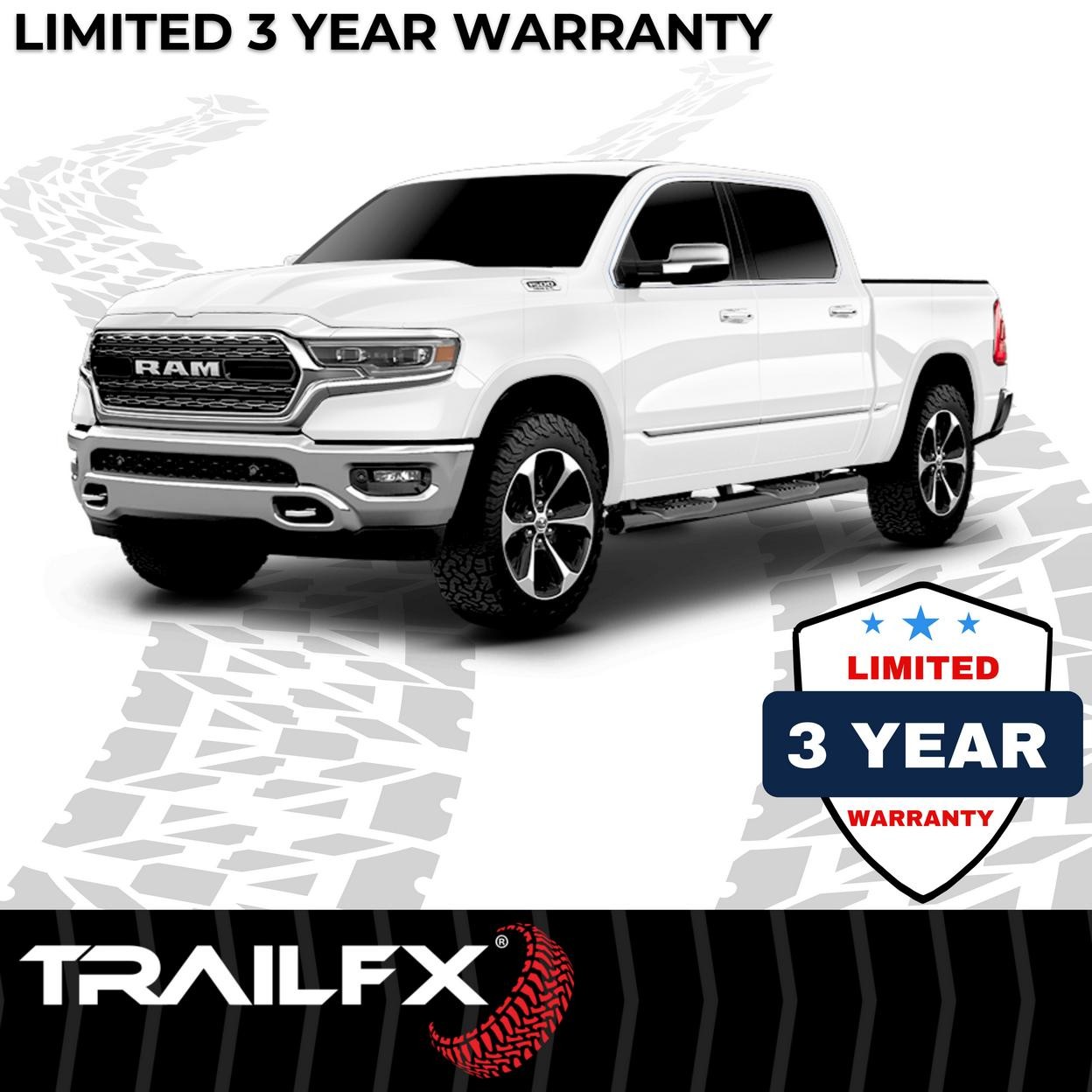 TrailFX Step Nerf Bar – 5 Inch Oval Straight Powder Coated Black Steel Frame Bod