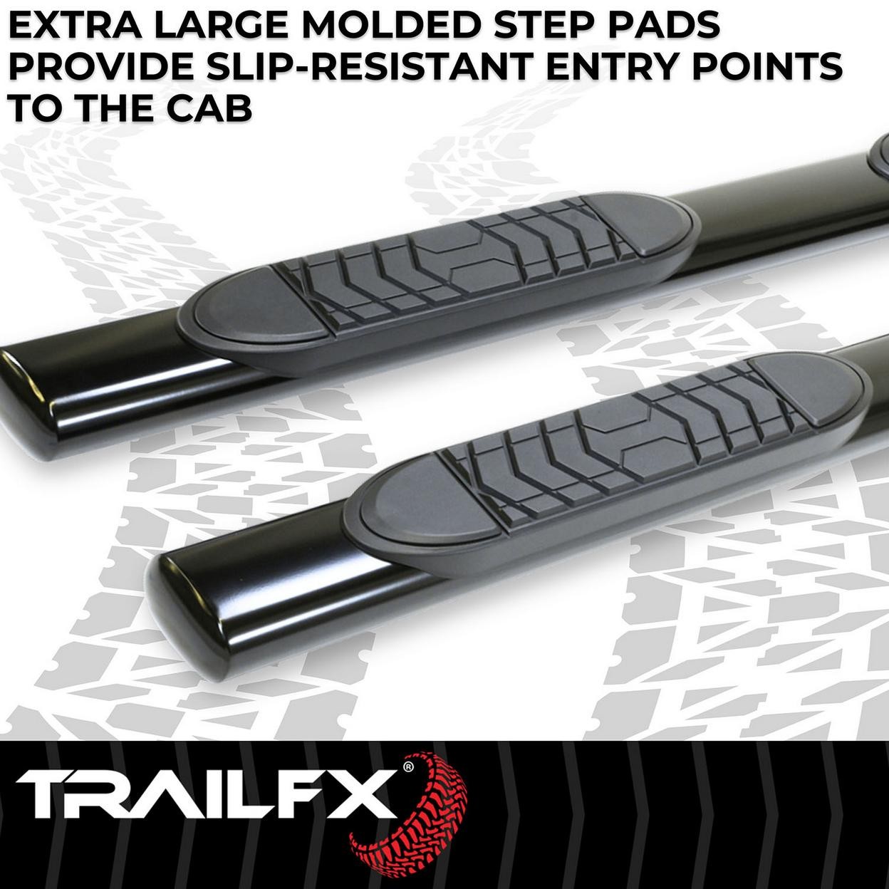 TrailFX A7002B 5 Inch Oval Straight Powder Coated Black Steel Frame Body Mount B