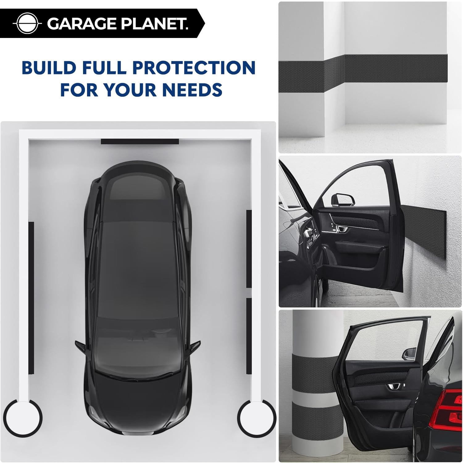 Garage Planet H1 Wall Protector Car Door Protector, 2 Pack, Black