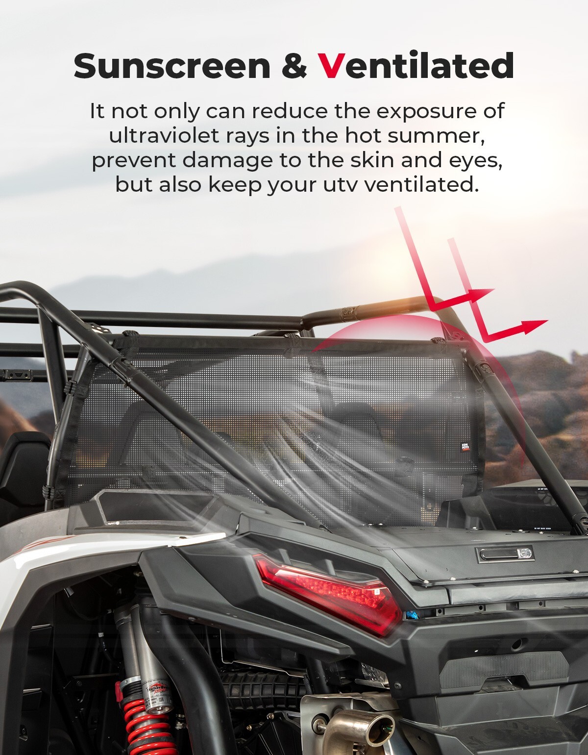 KEMIMOTO UTV Rear Window Net Mesh Windshield for Polaris 2024 RZR XP 1000 / 4