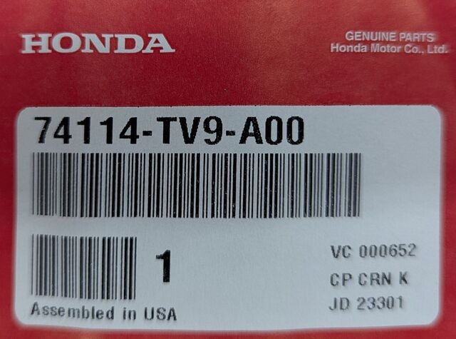 Genuine Acura Cover Plate 74114-TV9-A00