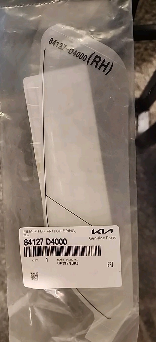 Genuine OEM Kia 84127 D4000 Passenger RH Rear Stone Guard Film 2016-2020 Optima
