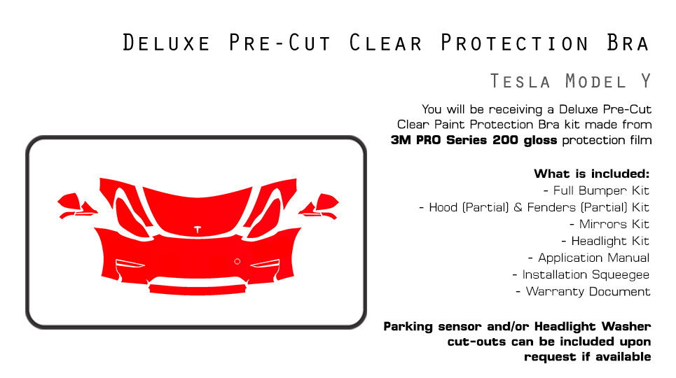 Tesla Model Y 2023-2024 PreCut 3M PRO Series Paint Protection Film Clear Bra PPF