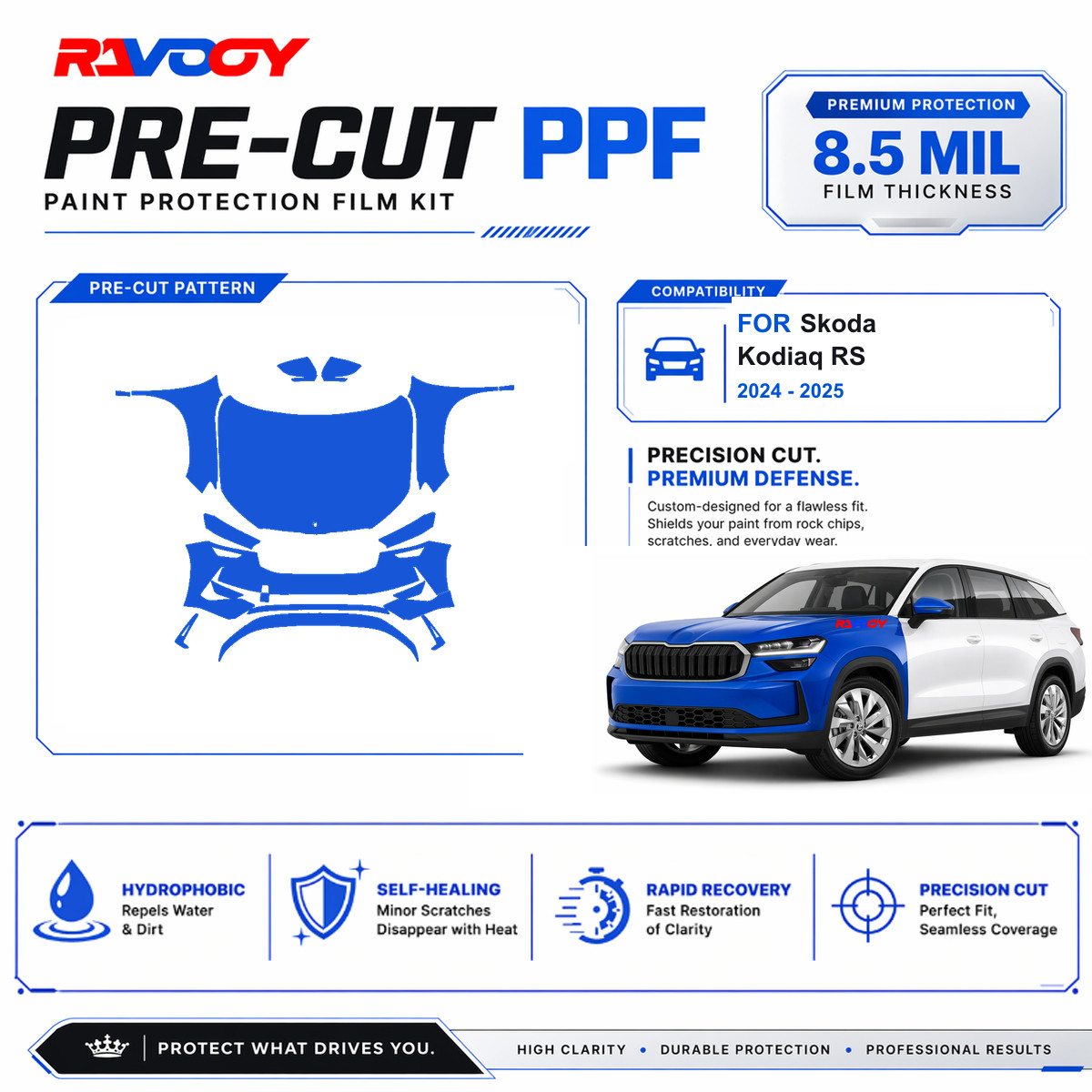 Precut PPF Clear Bra Kit For Skoda Kodiaq RS 2024-2026 Paint Protection Film TPU