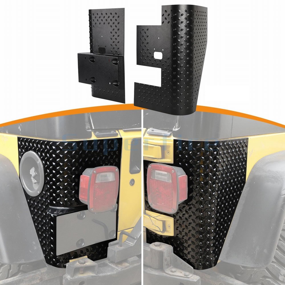 For Jeep Wrangler TJ 1997-06 Black Rear Body Corner Guards Armors Panel Kit Pair