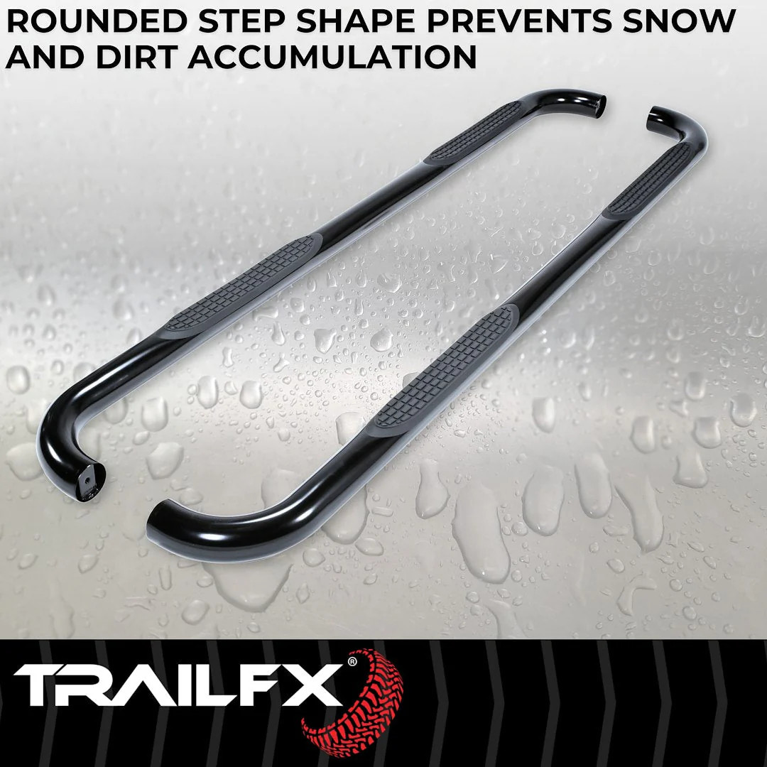 TrailFX 3″ Round Step Bar For Nissan Frontier Crew- Black (A0005B)