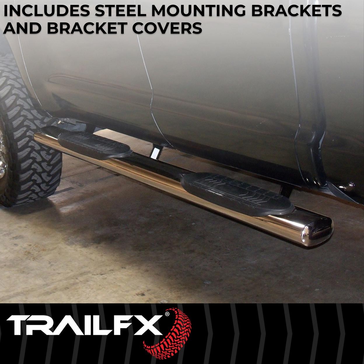 TrailFX A8249S With Step Pads 6 In Oval Straight Pol Stainless Steel With Welded