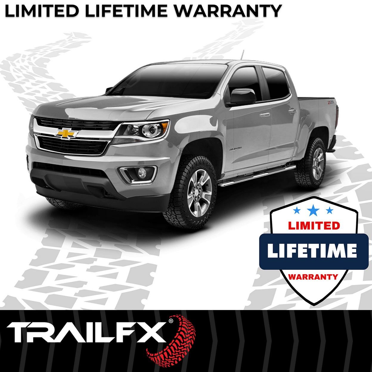TrailFX Step Nerf Bar – 4 Inch Trapezoid Straight Pol Stainless Steel Plastic En