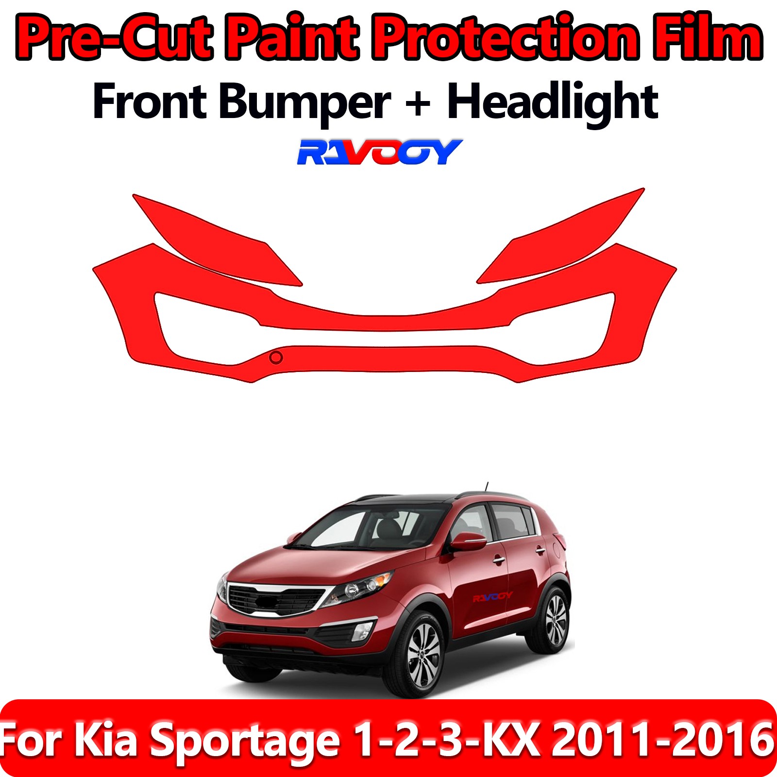 8.5Mil PreCut Front Bumper PPF Kit Film For Kia Sportage 1-2-3-KX 2011-2016