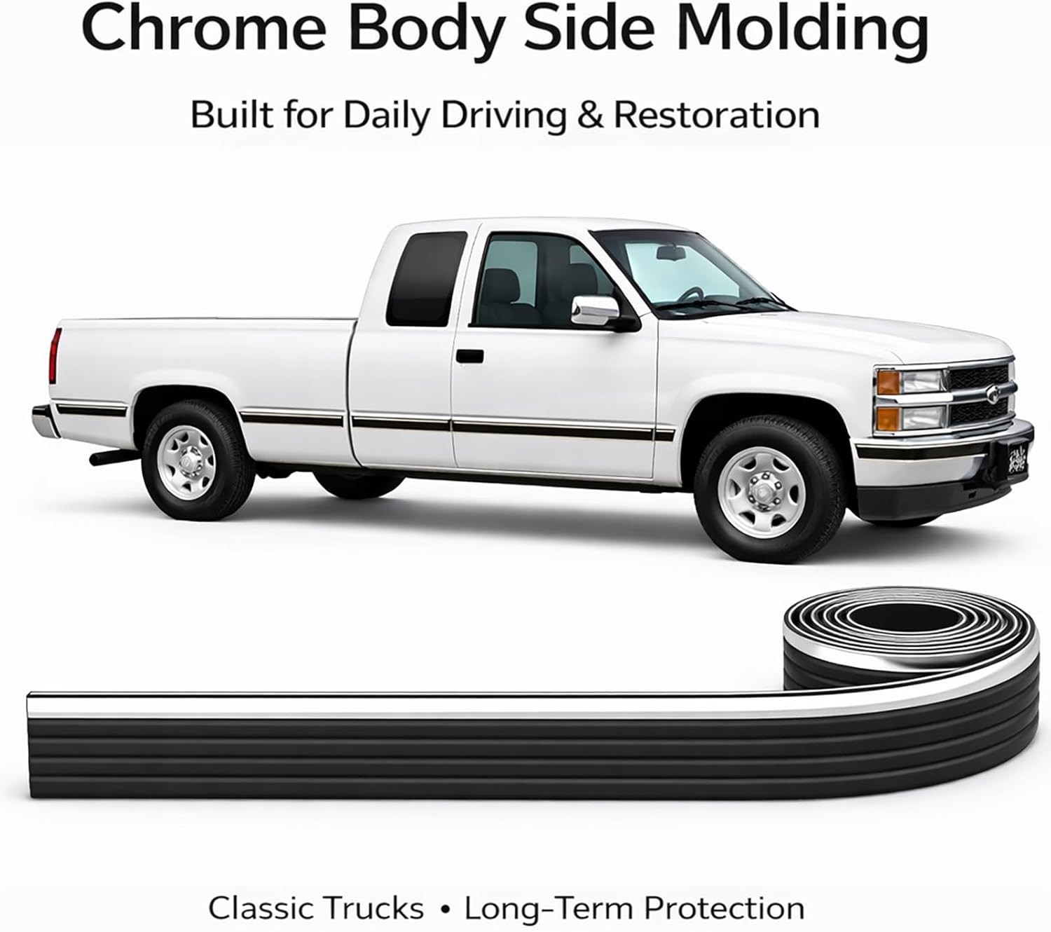 Chrome Side Body Trim Molding Customized For 1988-1998 Chevy/GMC trucks and SUV