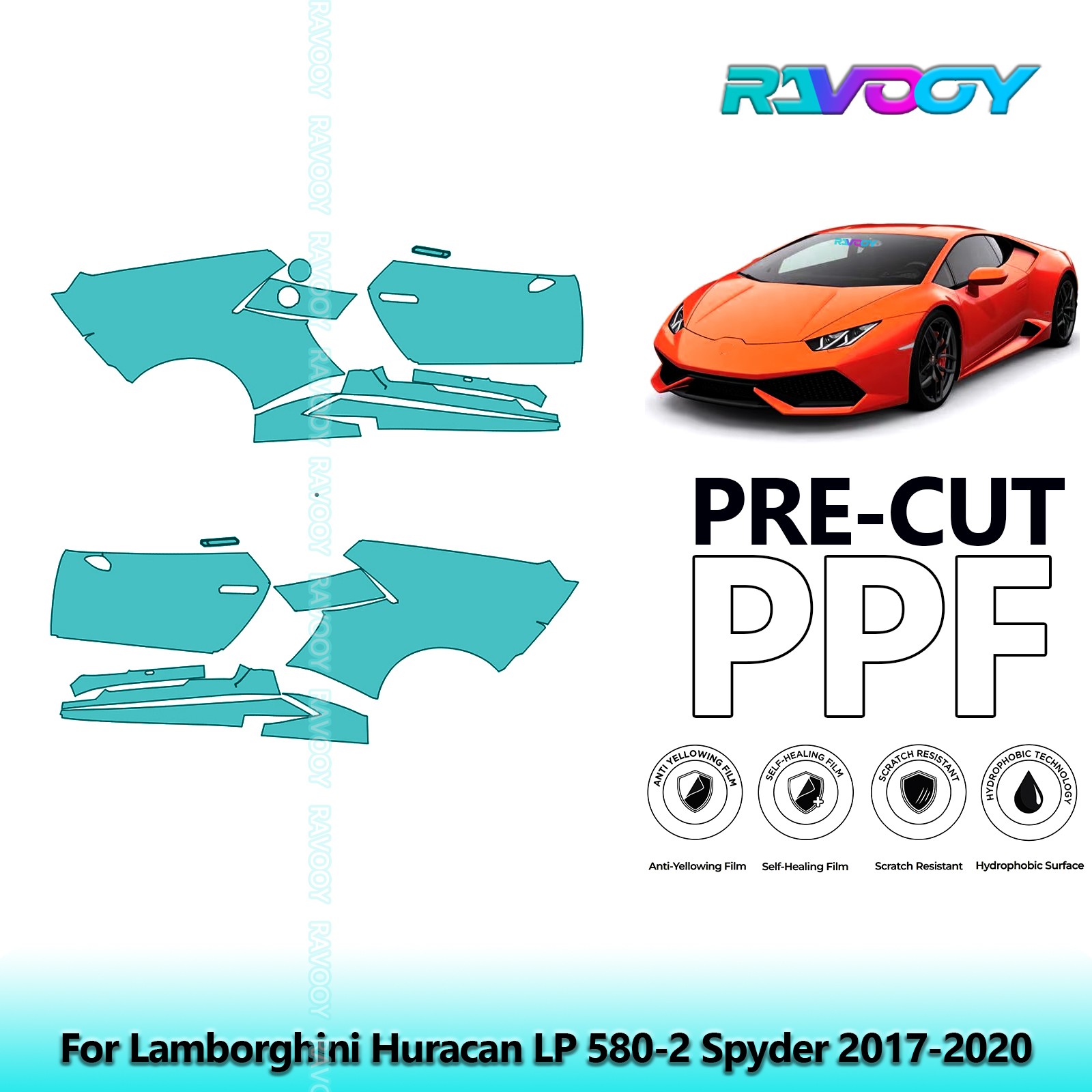 Paint Protection PPF Kit For Lamborghini Huracan LP 580-2 Spyder 2017-2020