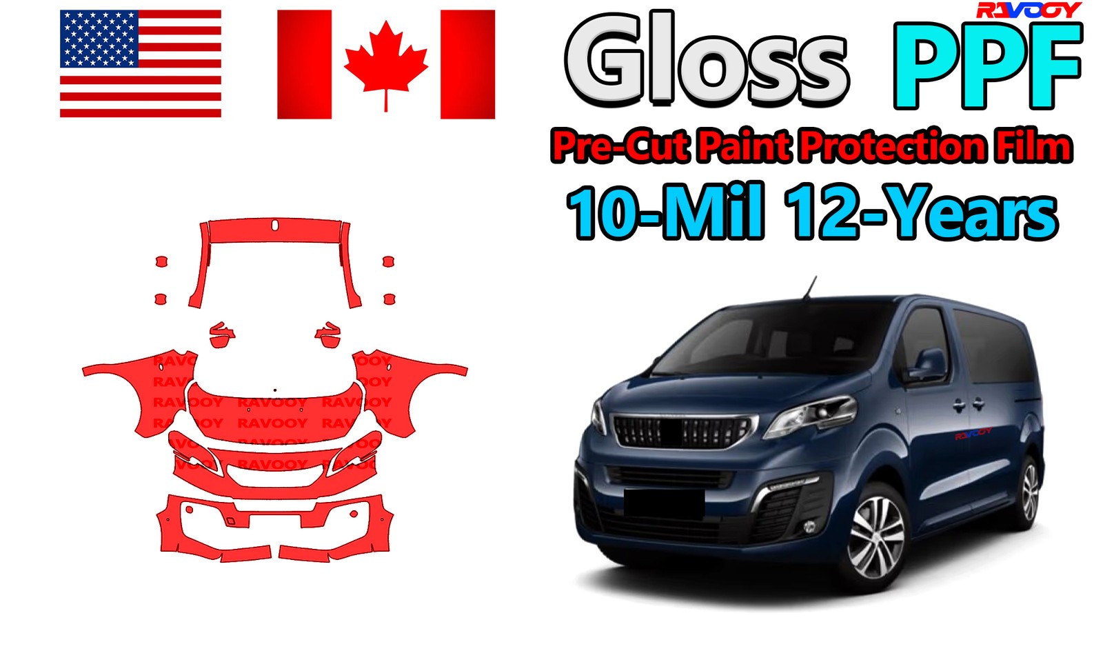 PreCut PPF Paint Protection Film For Peugeot Traveller Allure 2016-2022
