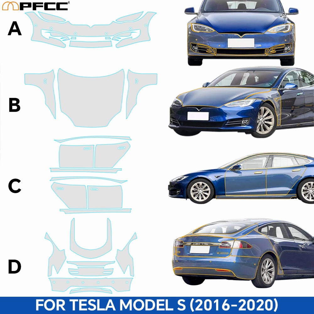 2016-2020 Tesla Model S Full Car Kit Precut Paint Protection Film Gloss PPF TPU