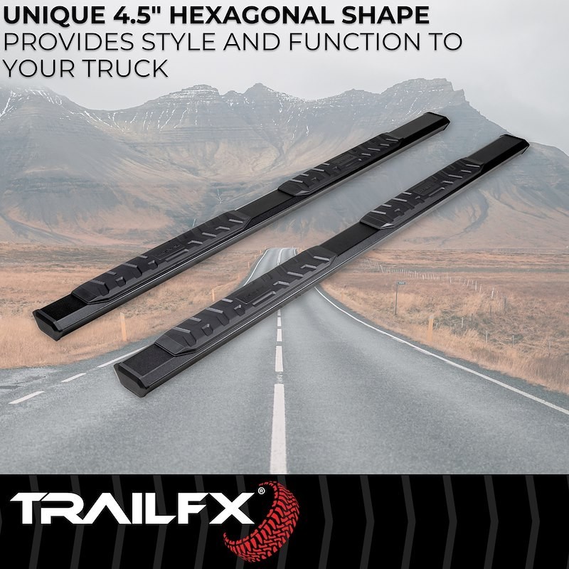 TrailFX AL4011B Aluminum Hexagonal Black Titanium Powder Coated Nerf Bar