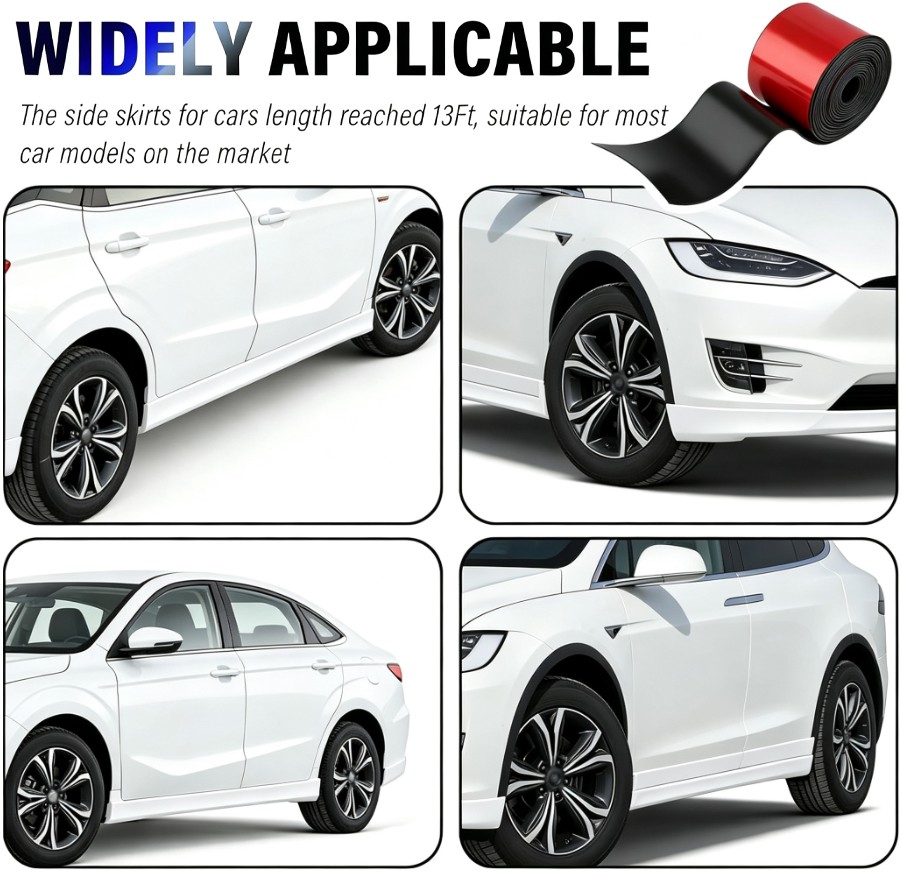 Rubber Side Skirt Rocker Panel Trim Custom For Chevrolet Bumper Protector Strip