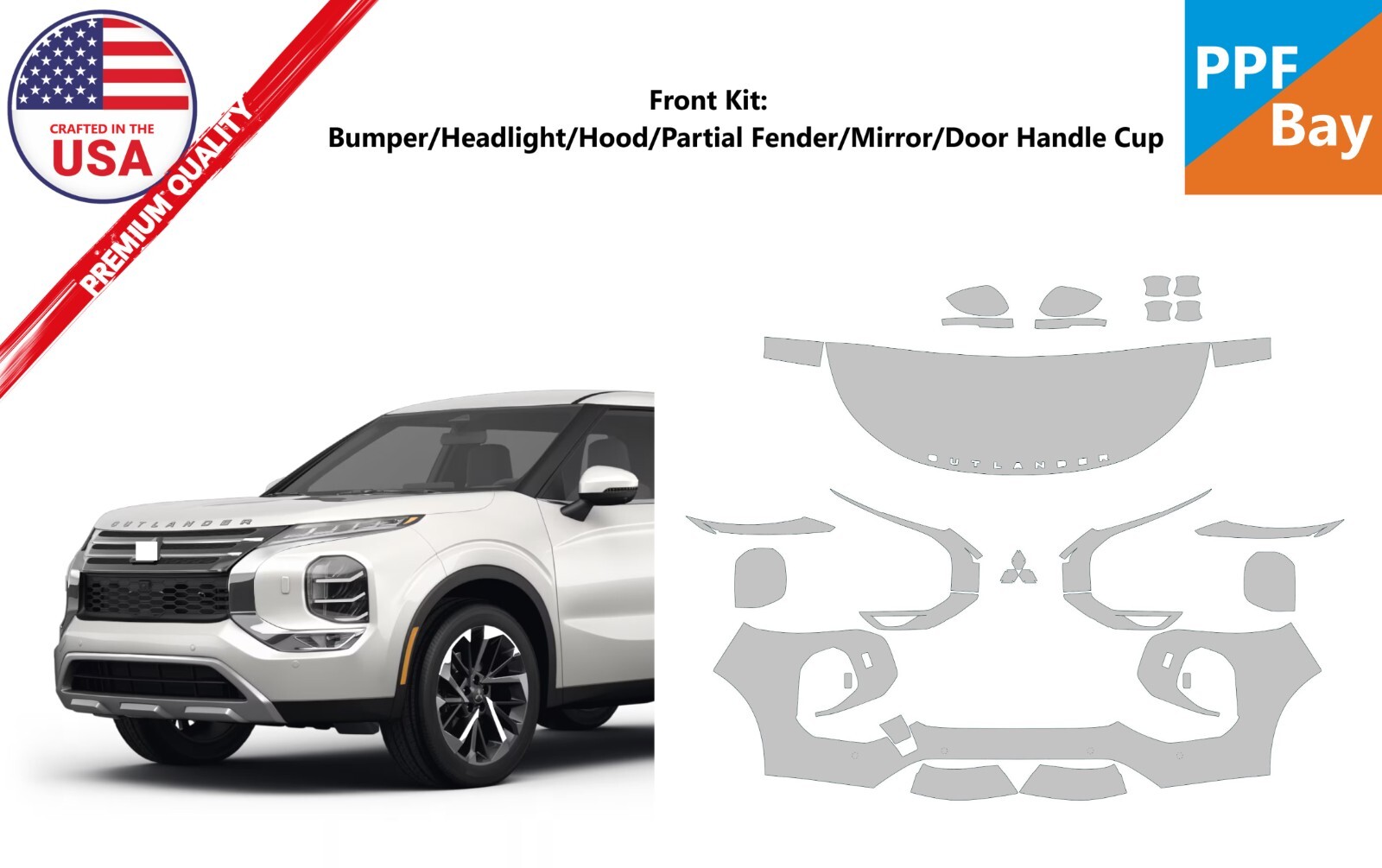 For Mitsubishi Outlander 2022-2024 Front Paint Protection Film PreCut PPF