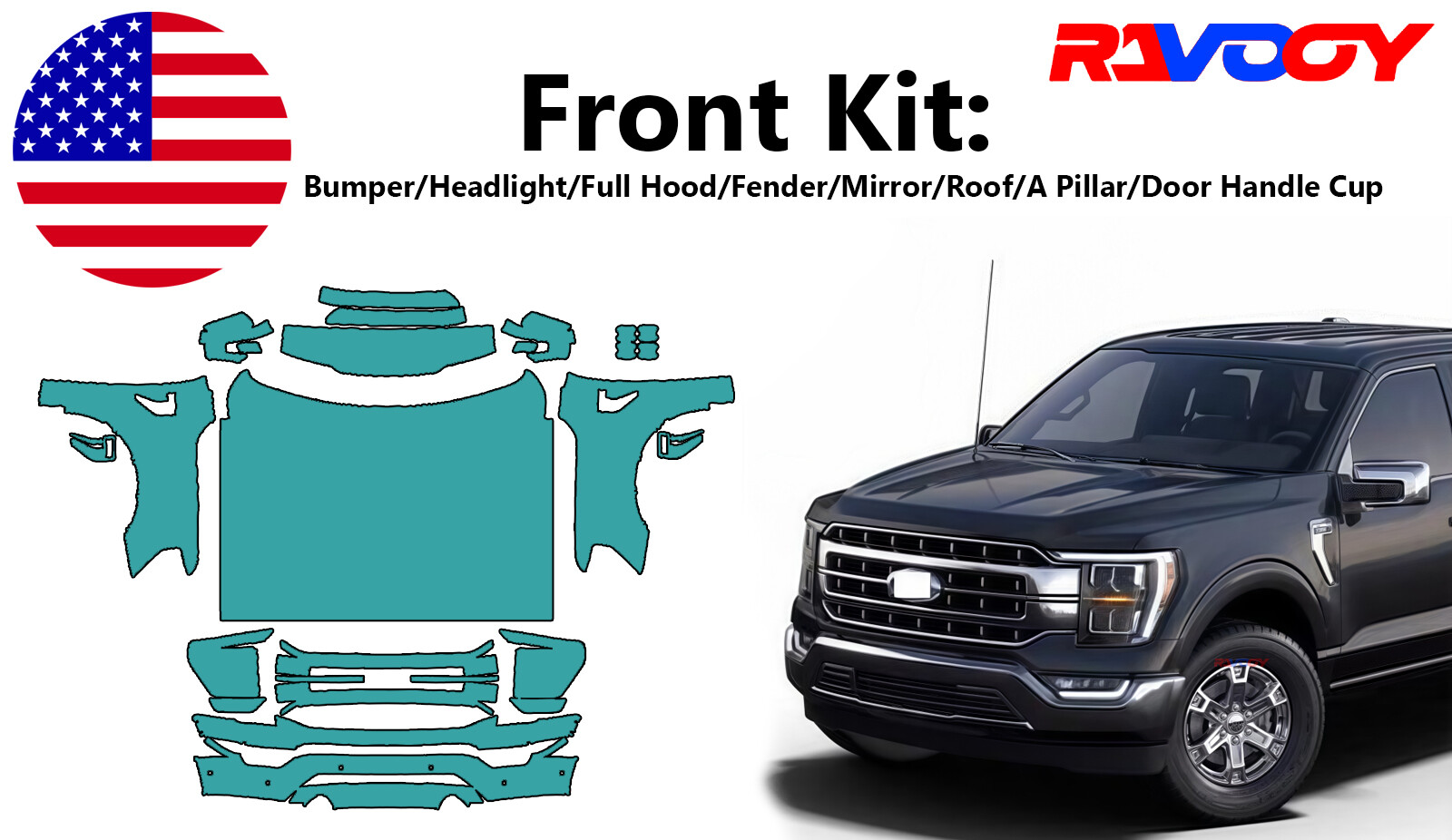 For Ford F-150 Lariat 2021-2023 Paint Protection Film PreCutKit PPF