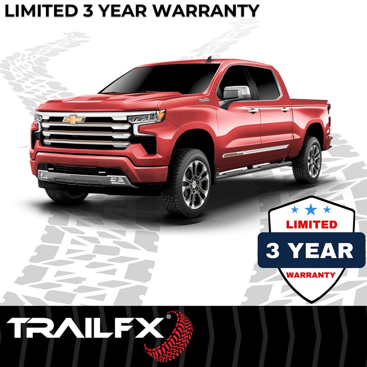 TrailFX A4017B With Step Pads 4 In Trapezoidal Straight Powder Coated Titanium B