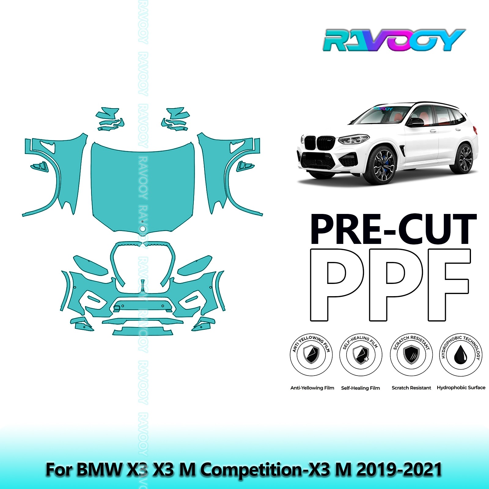 PreCut Paint Protection PPF Kit For BMW X3 X3 M Competition-X3 M 2019-2021