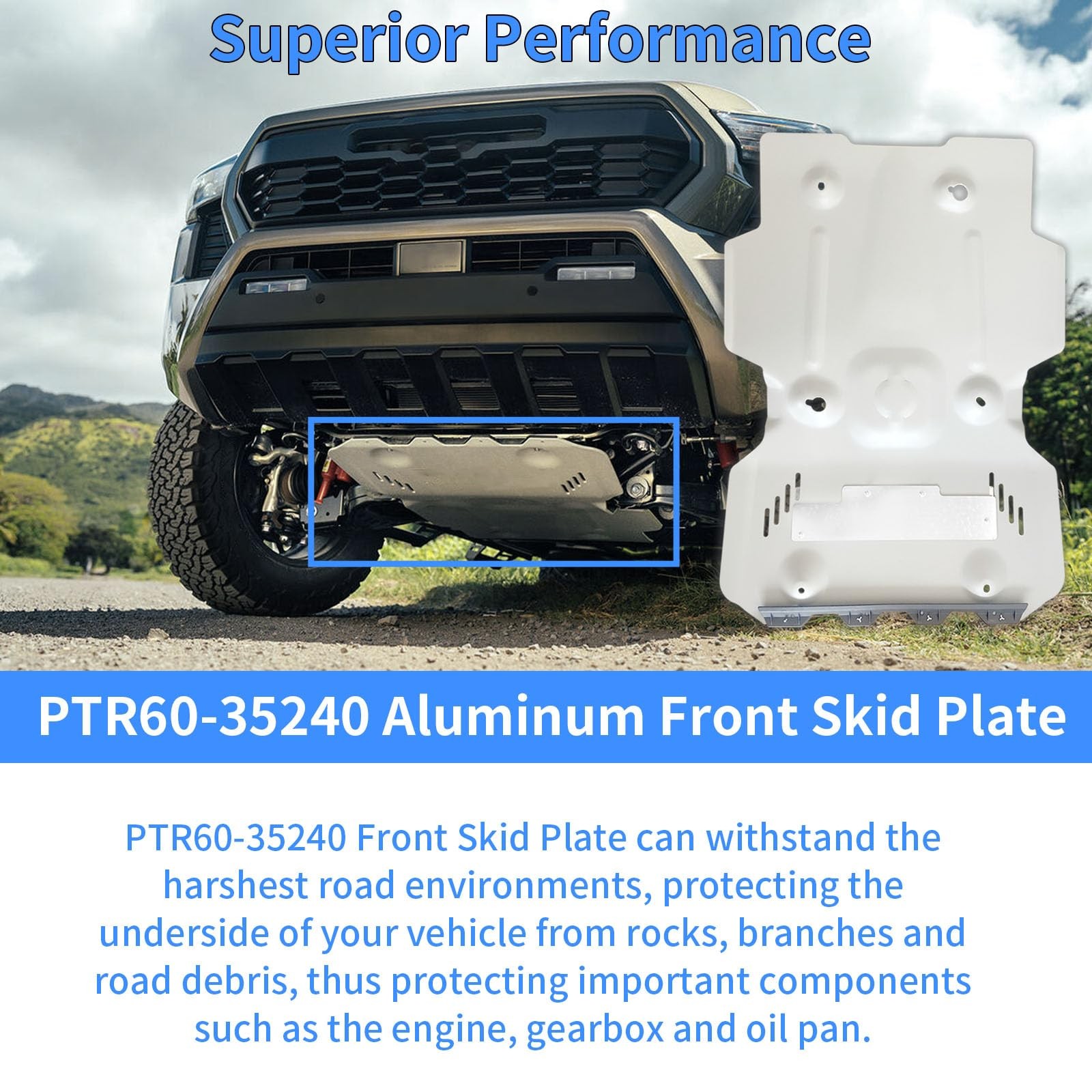 For Toyota 2025 + 4Runner & 2024 + Tacoma TRD Front Skid Plate PTR60-35240