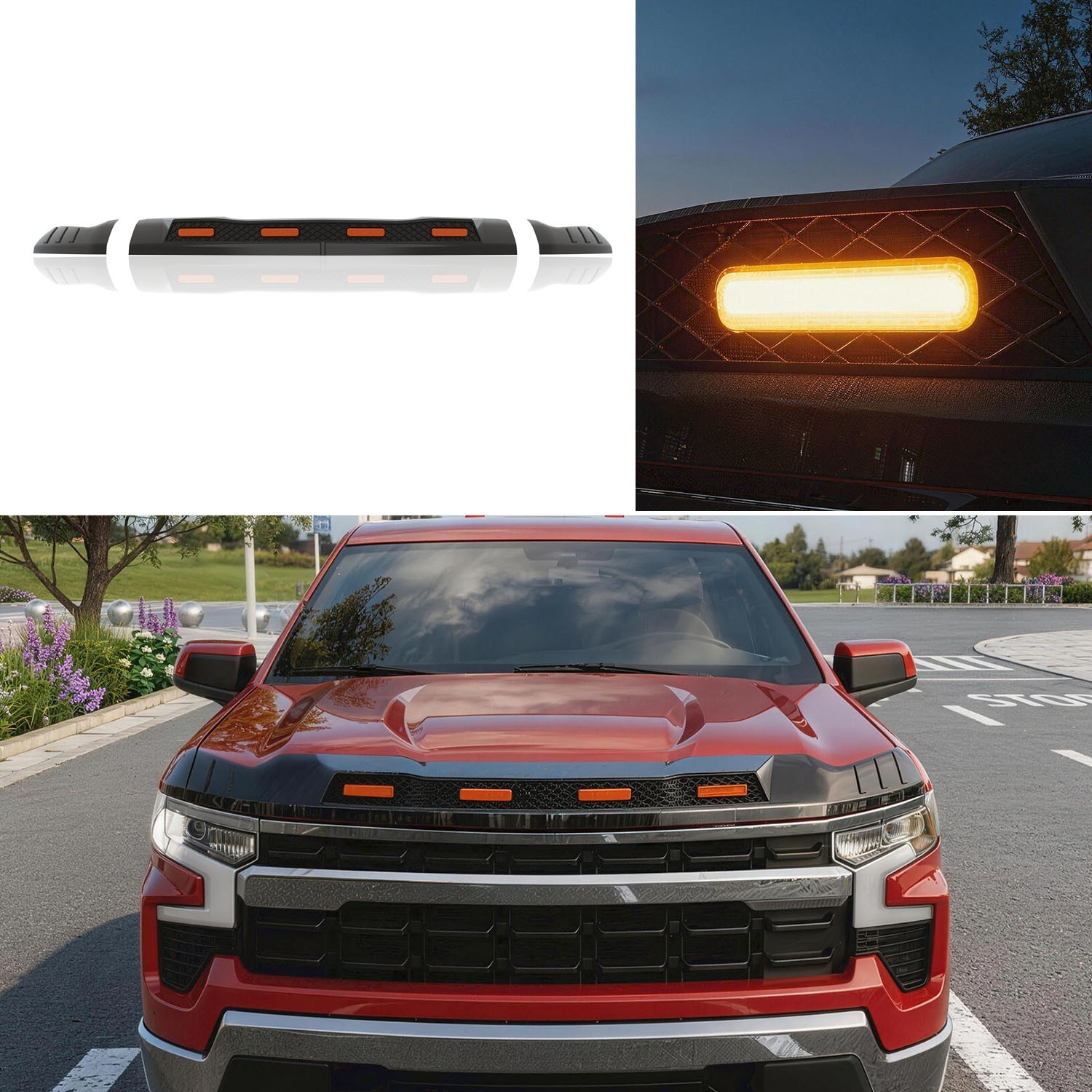 Hood Protector With LED Light For 2022-2026 Chevrolet Silverado LT Bugflector
