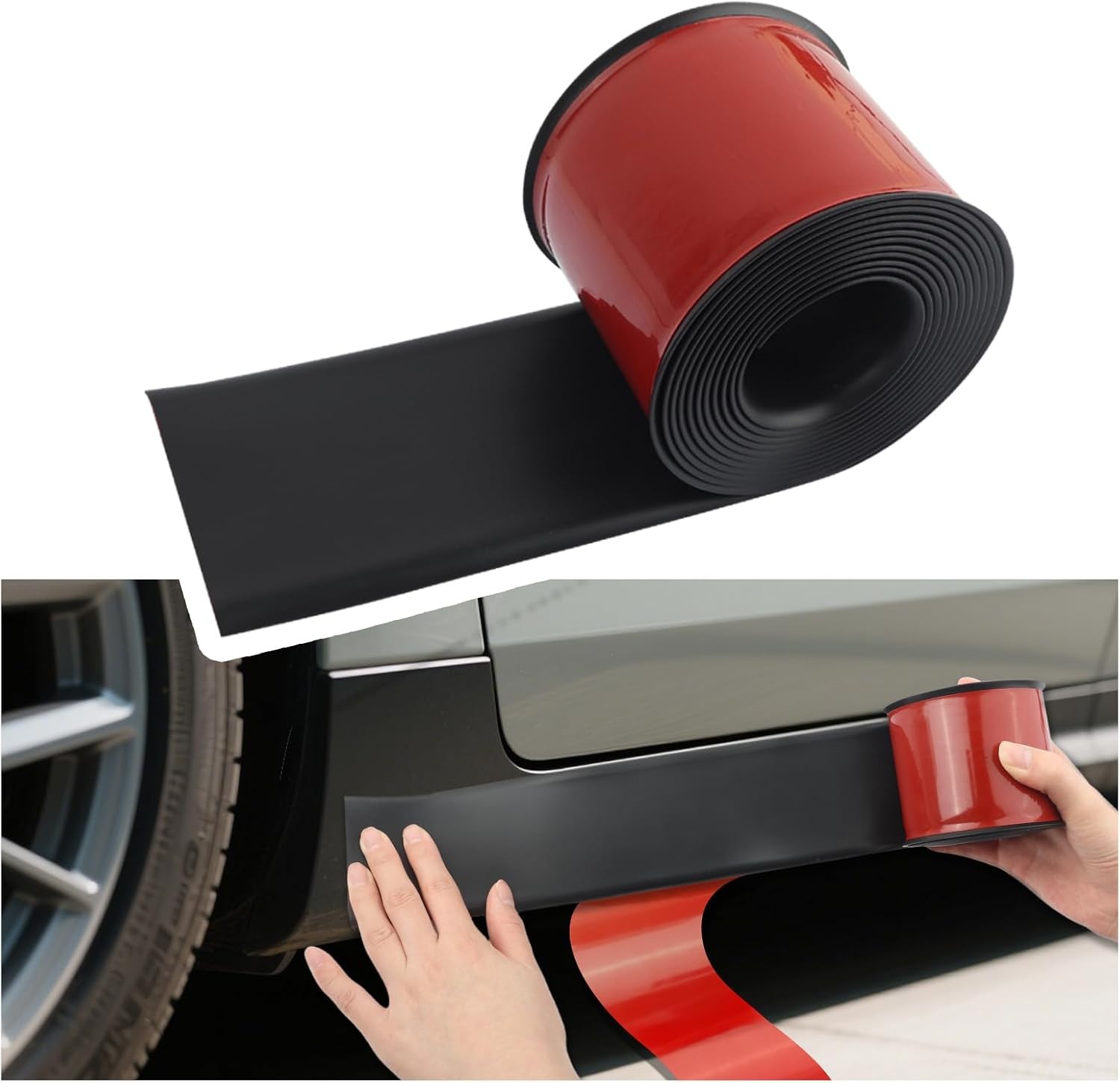 1.96″x13.12ft For Porsche Side Skirt Rocker Panel Extension Trim Protector Strip