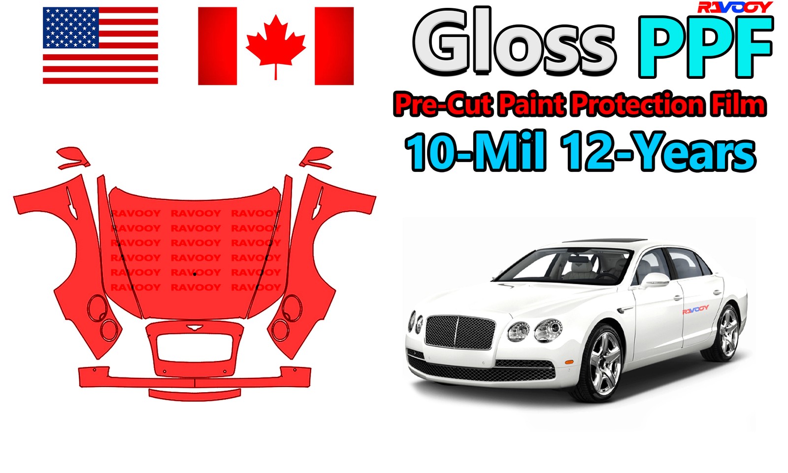 PreCut PPF Paint Protection Film For Bentley Flying Spur Base-V8-W12 2013-2019