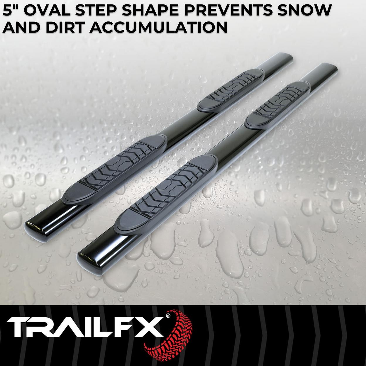 TrailFX A7002B 5 Inch Oval Straight Powder Coated Black Steel Frame Body Mount B
