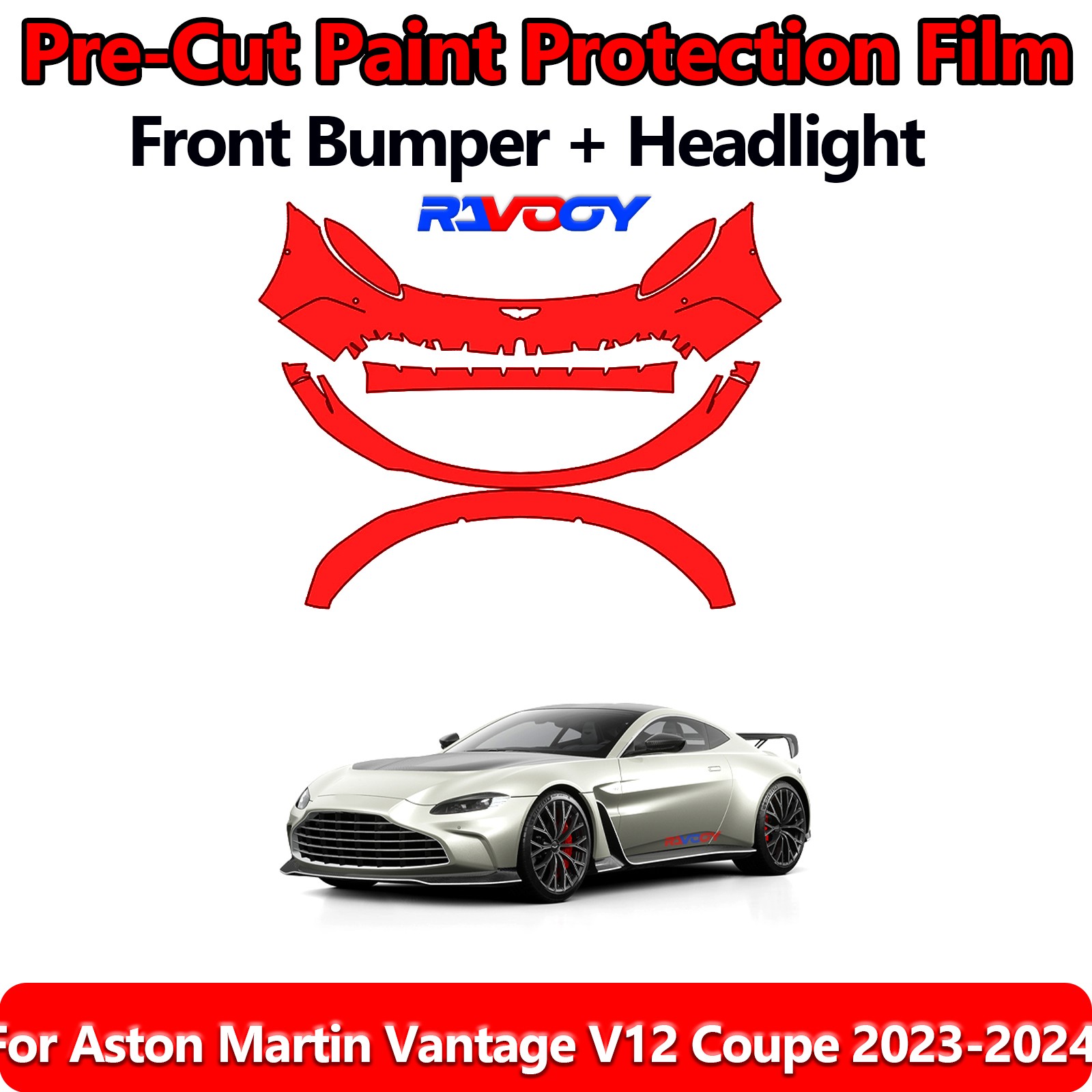 PreCut Front Bumper PPF Kit Film For Aston Martin Vantage V12 Coupe 2023-2024