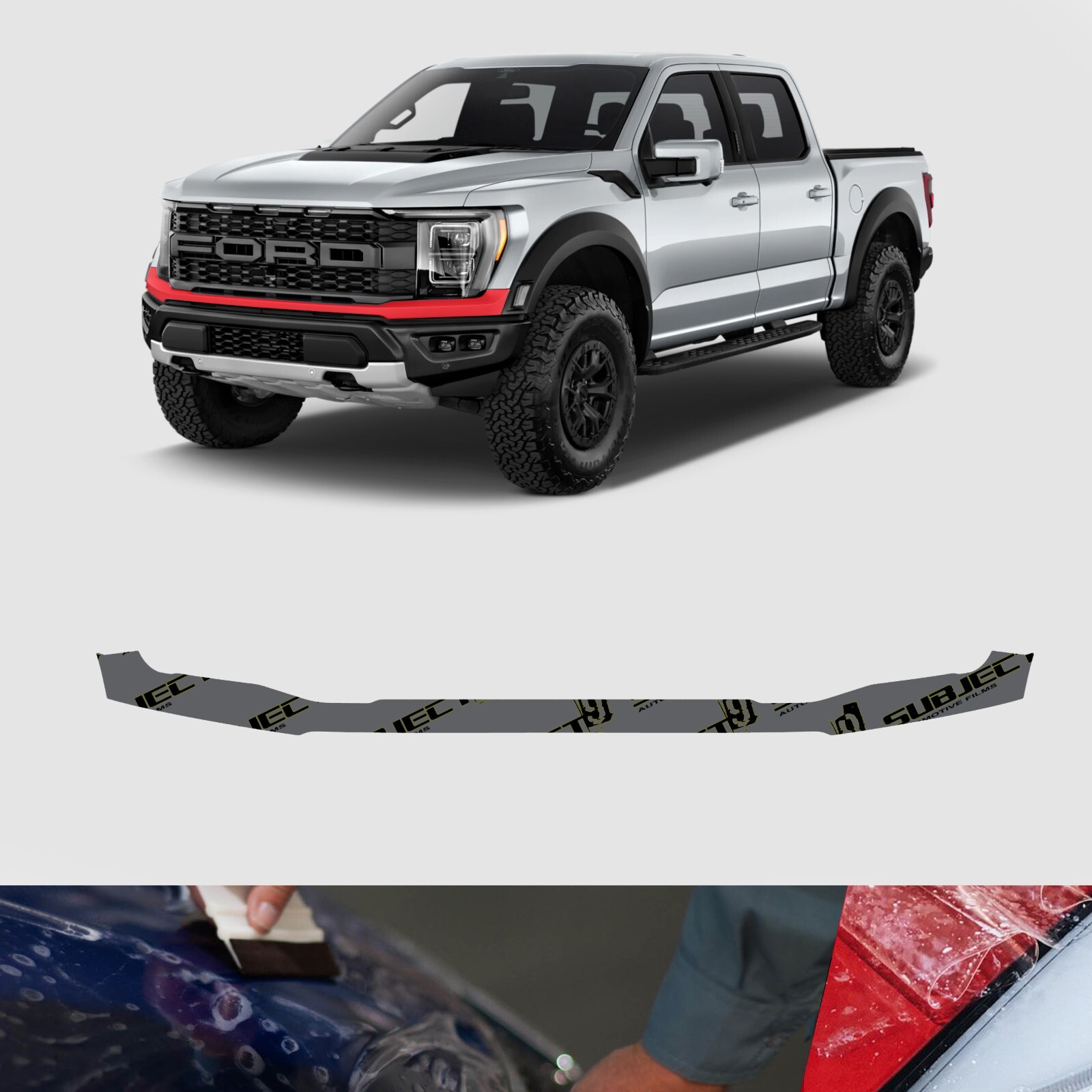 21-23 Ford F-150 Raptor Pre-Cut Upper Bumper Paint Protection Clear Film PPF