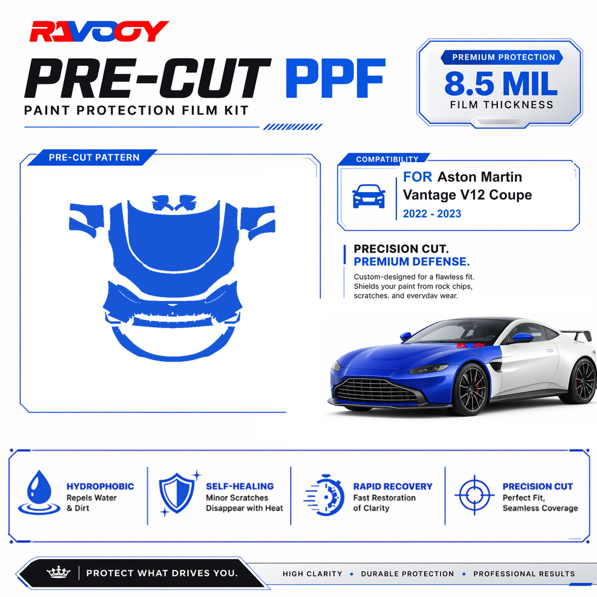 Precut PPF Clear Bra Kit For Aston Martin Vantage V12 Coupe 2022-2023