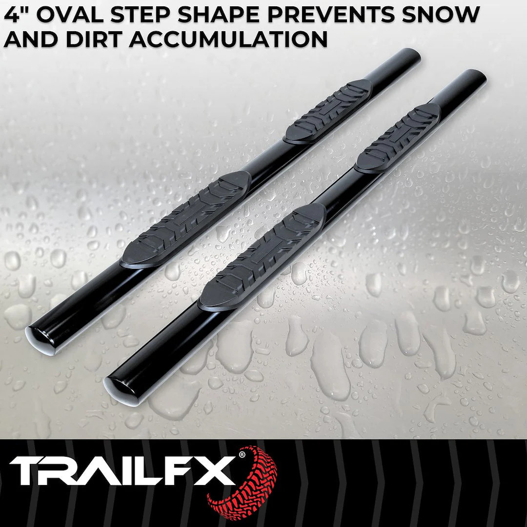 TrailFX 4″ Oval Straight Step Bar For Ford F150 Crew- Black (2930314043)