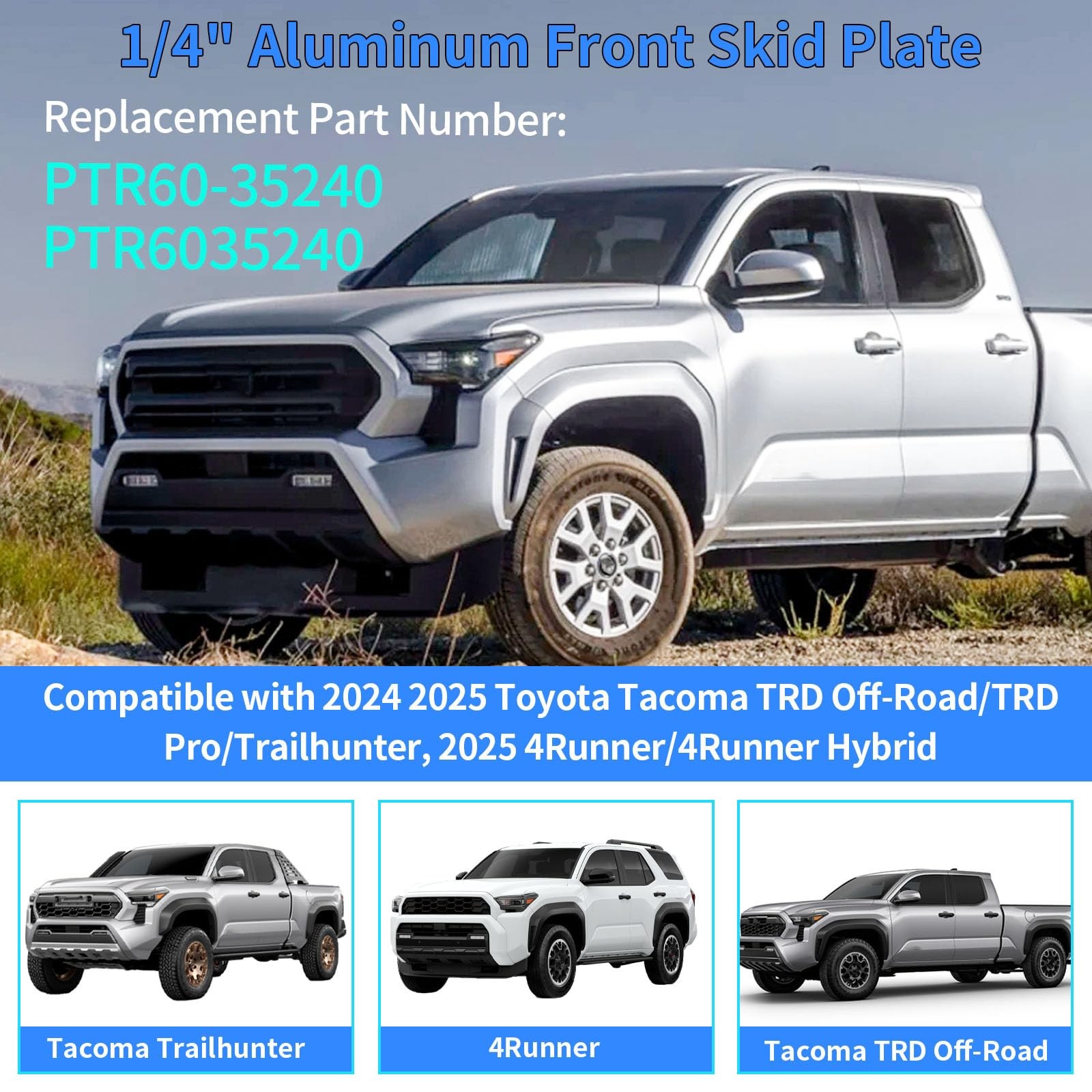 For Toyota 2025 + 4Runner & 2024 + Tacoma TRD Front Skid Plate PTR60-35240