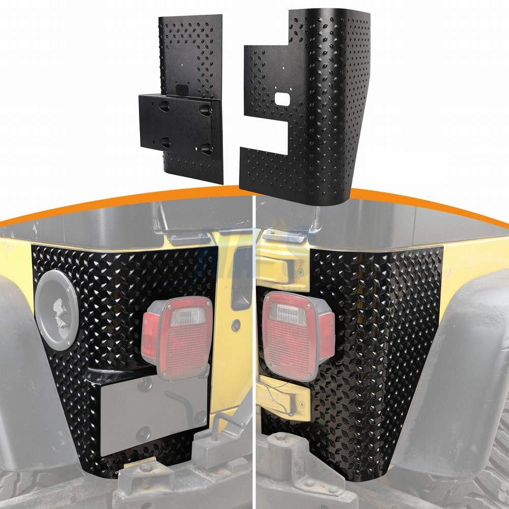 2X Black Rear Body Corner Guards Taillight Armors Kit Fit Jeep Wrangler TJ 97-06