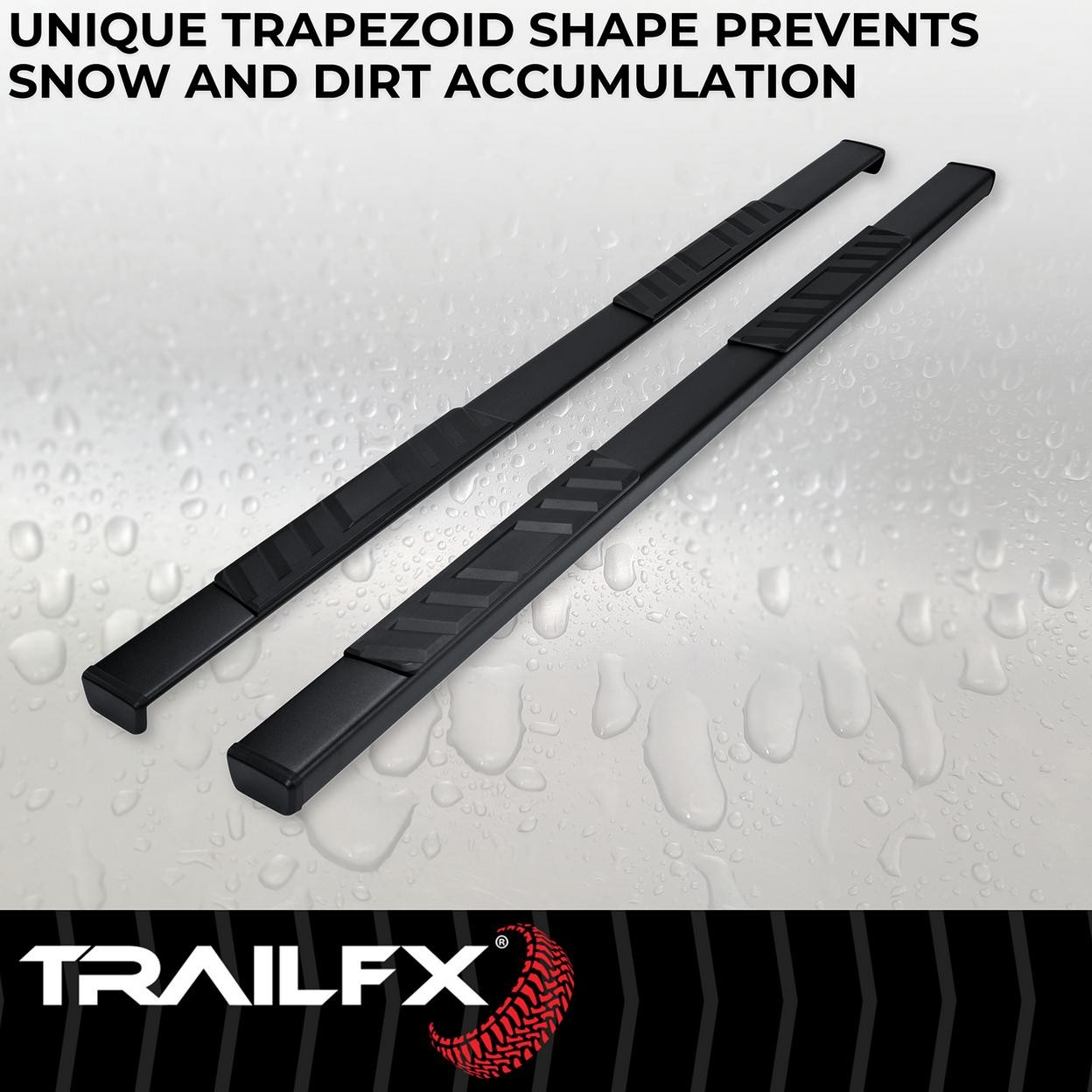 TrailFX A4009B 4 Inch Trapezoid Straight Pwdr Ctd Titanium Black Steel Plastic E