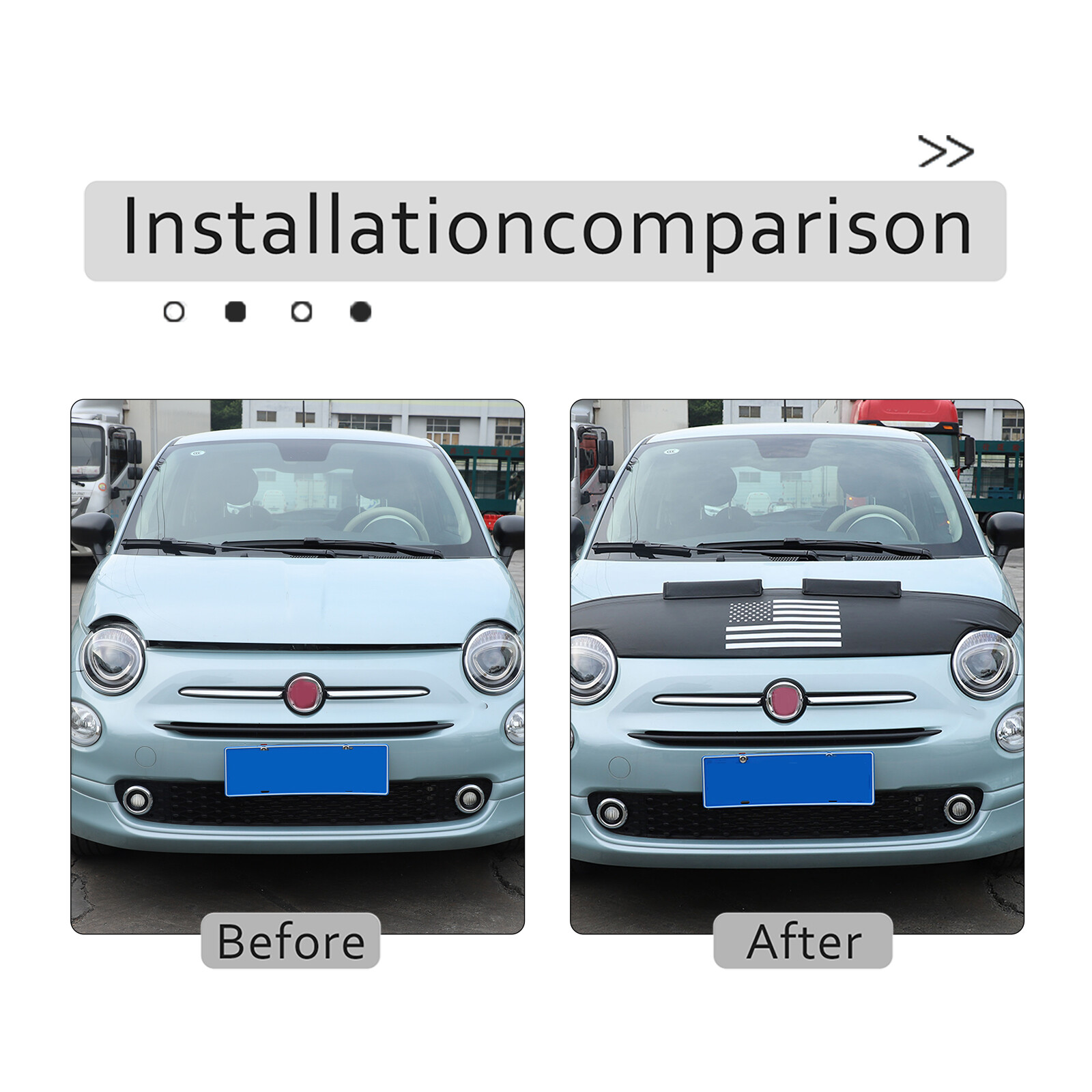 Front Bumper Lebra Car Bonnet Mask Hood Bra Fit For Fiat 500 500C 2007-24 Black