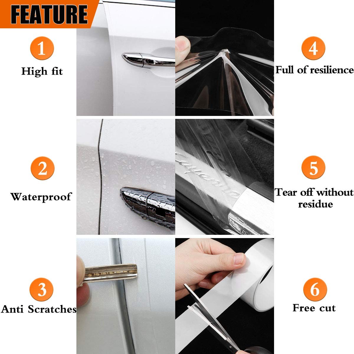 Universal Car Door’s Collision-Proof Strips 33Ft x 2.8In, Transparent