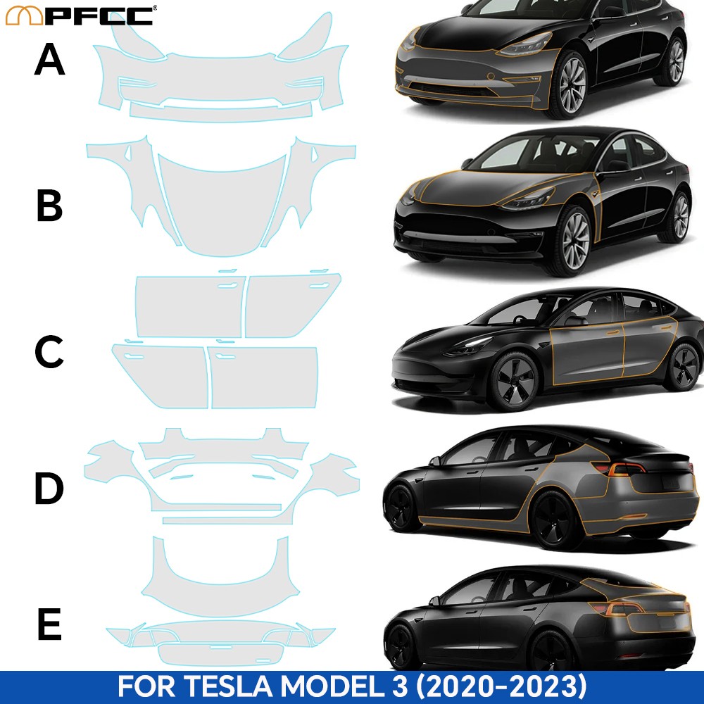 2020-2023 Tesla Model 3 Precut Paint Protection TPU Kit PPF – Full Vehicle Wrap