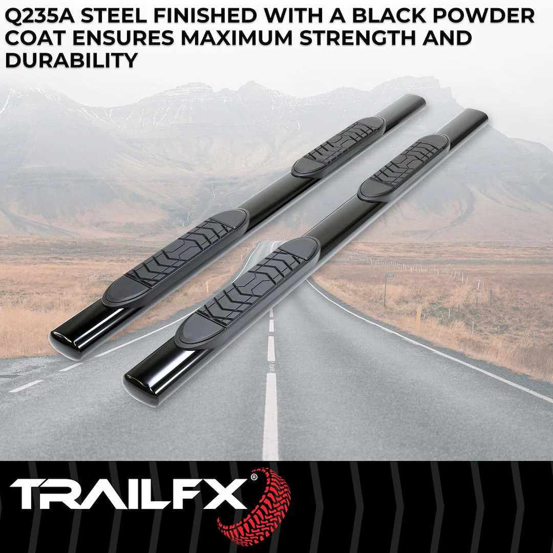 TrailFX 5″ Oval Straight Step Bar For Ford F250/350 Crew-Black (A7015B)