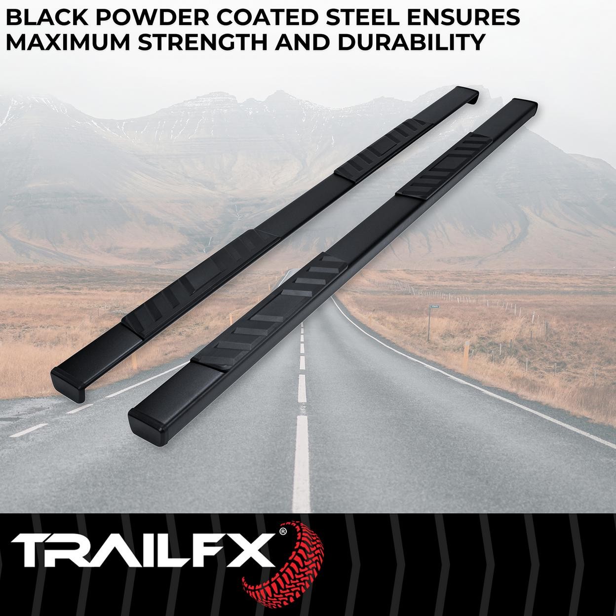 TrailFX A4009B 4 Inch Trapezoid Straight Pwdr Ctd Titanium Black Steel Plastic E