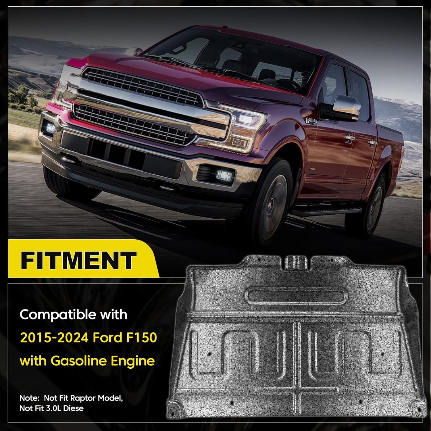 Splash Panel Shield Under Diaper Gas Motor ML3Z-7222-D For 2015-2024 Ford F-150