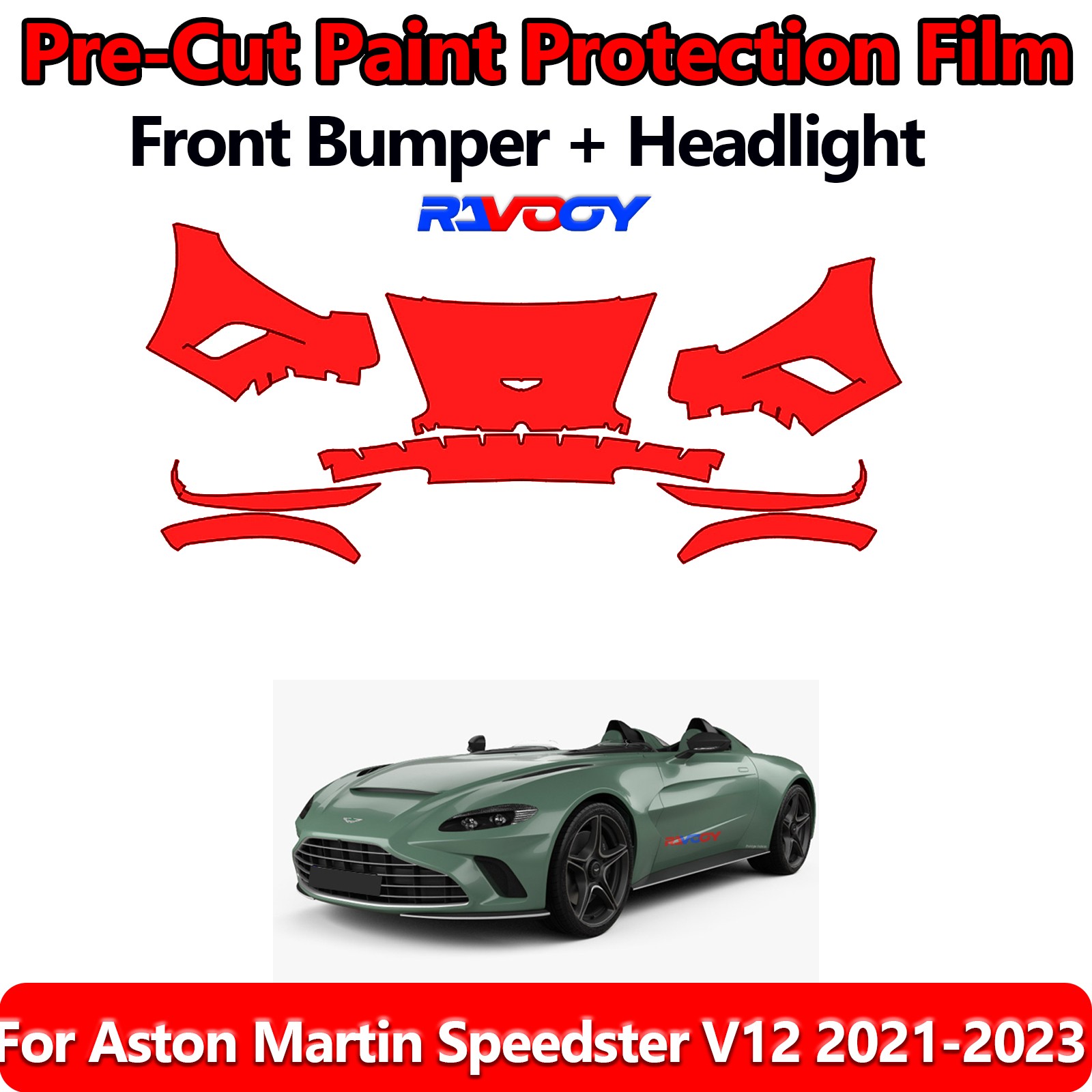 8.5Mil PreCut Front Bumper PPF Kit Film For Aston Martin Speedster V12 2021-2023