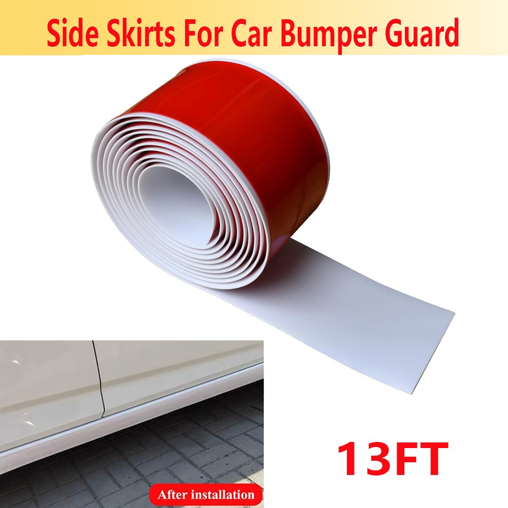 13FT Side Skirt Rocker Panel Trim For Dodge Rubber Anti-Scratch Edge Guard White