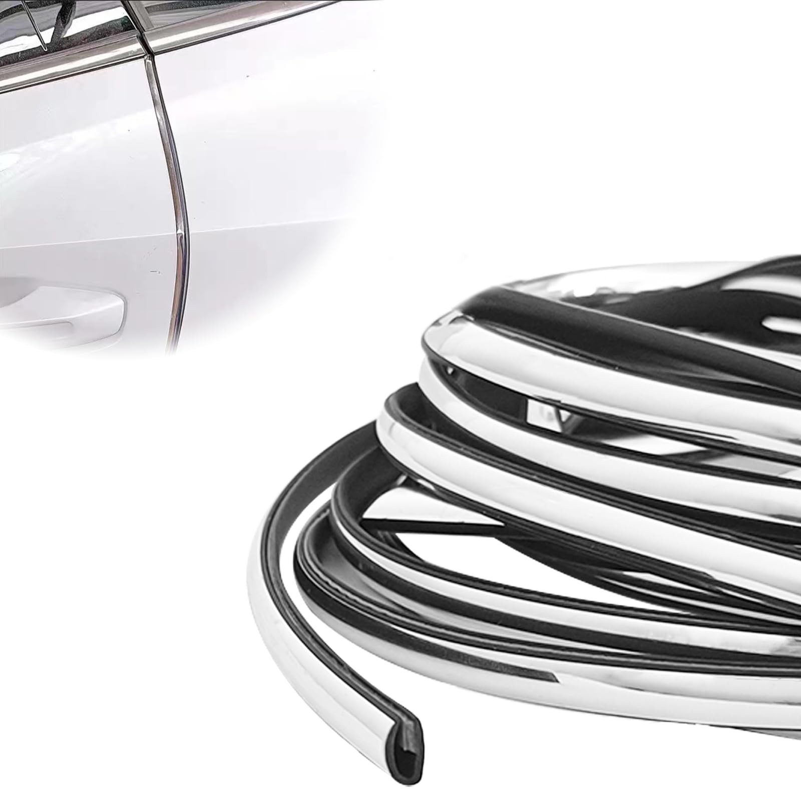 16FT (5M) Car Door Edge Protector, Universal U Shape Trim Molding Silver