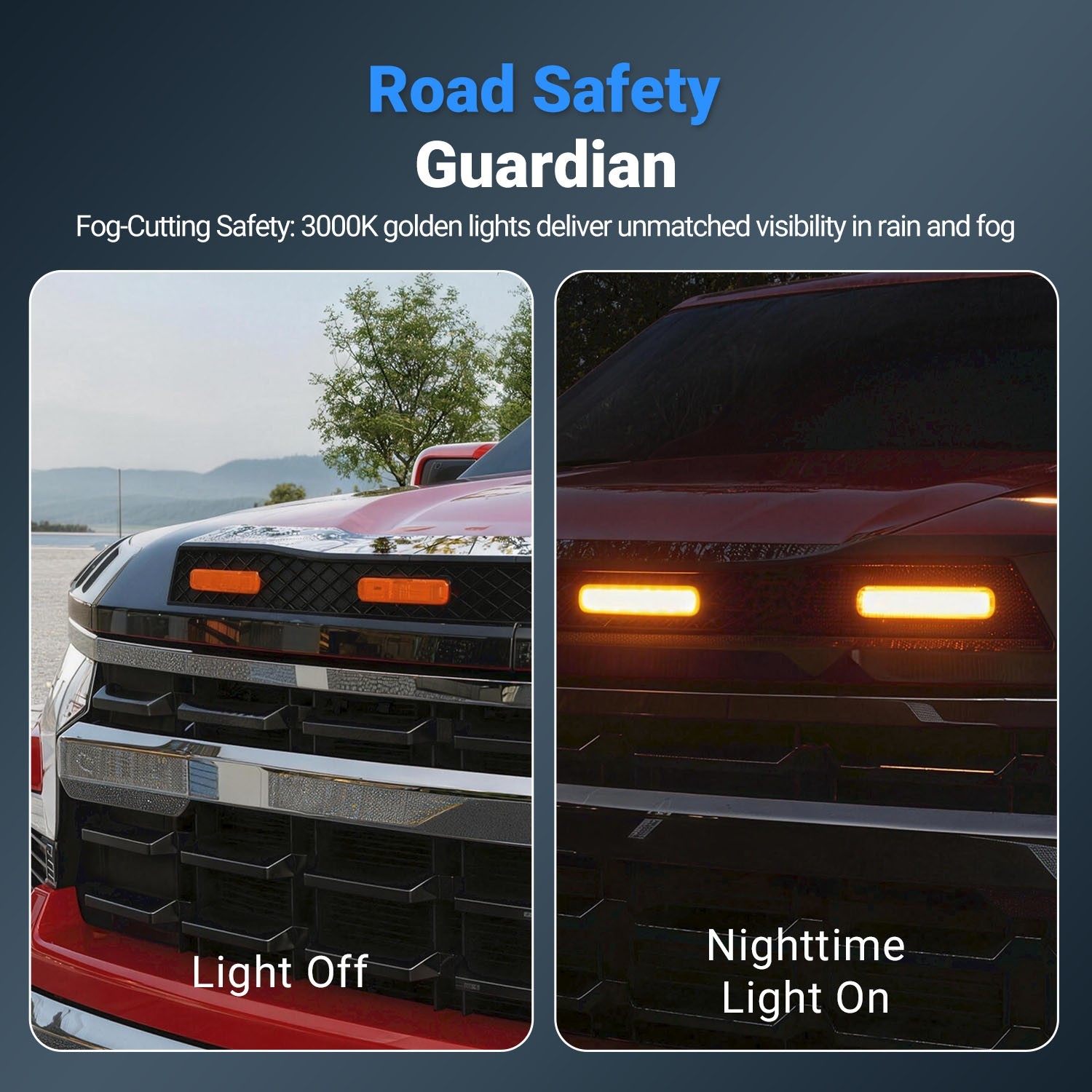 Hood Protector With LED Light For 2022-2026 Chevrolet Silverado LT Bugflector